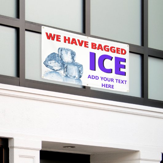 Aanpassen gebruikswinkel We hebben ijs opgeslagen Spandoek (Buitenkant Gebouw)