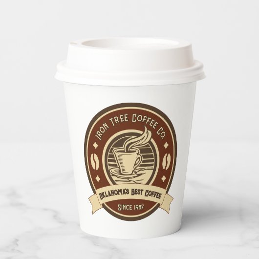 Aanpassen Generic Coffee Shop Rustic Front Papieren Bekers (Achterkant)