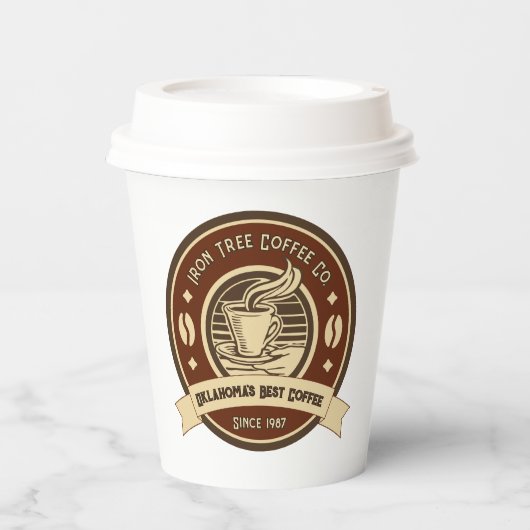 Aanpassen Generic Coffee Shop Rustic Front Papieren Bekers (Voorkant)