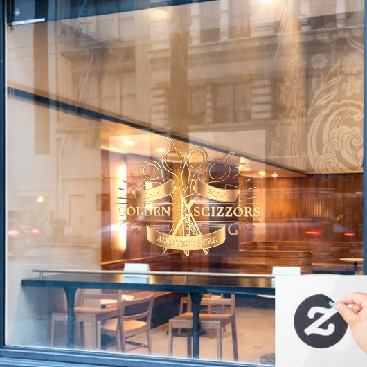 Aanpassen Generieke Gouden Kapper Kapsalon Voorkan Raamsticker (Cafe Raam)