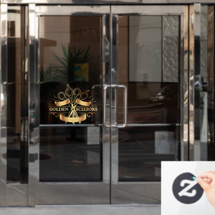 Aanpassen Generieke Gouden Kapper Kapsalon Voorkan Raamsticker