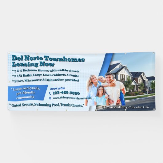 Aanpassen Generieke Leasing Townhomes Appartemente Spandoek (Horizontaal)