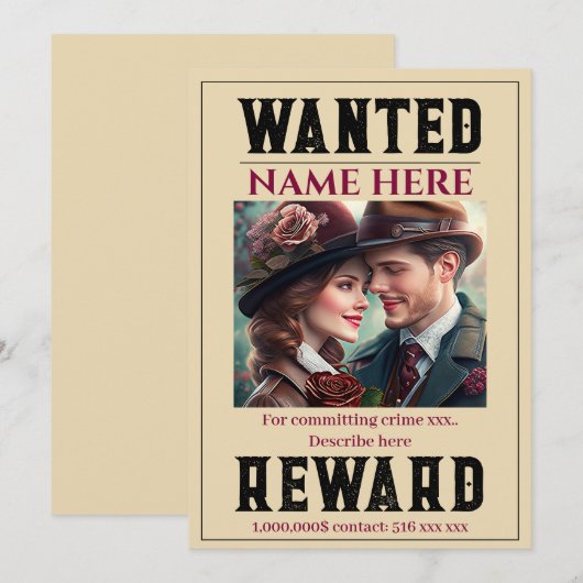 Aanpassen Gezocht poster Sign Creator Kaart (Voorkant / Achterkant)