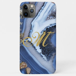 Aanpassen Gold White Blue MARBLE Phone Case Inital