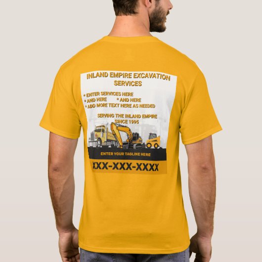 Aanpassen Graafwerk Algemene Aannemer Bouw T-shirt (Achterkant)