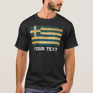 Aanpassen Griekenland Grunge Flag Mannen T-shirt