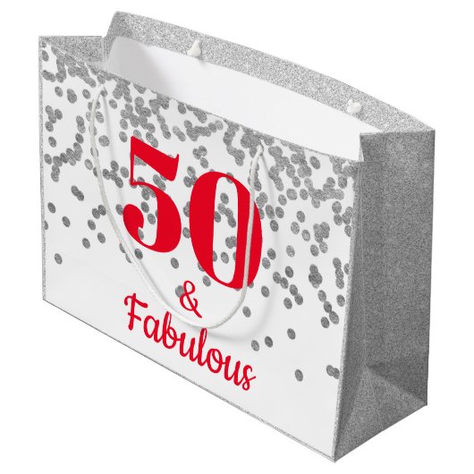 Aanpassen Grote Gift Bag - Milestone Silver Groot Cadeauzakje (Achterkant Gekanteld)