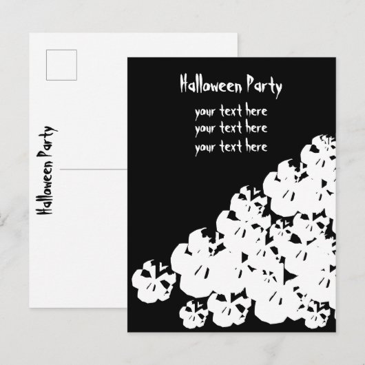 Aanpassen Halloween partij schedels zwart wit Uitnodiging Briefkaart (Voorkant / Achterkant)