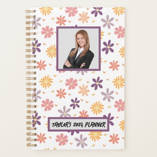 Aanpassen Handige Schattigee Bloemen Weekly Maande Planner (Voorkant)