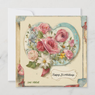 aanpassen Happy Birthday Waterverf Floral Heart Feestdagenkaart