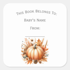 Aanpassen Herfst Little Pumpkin Book Bord Vierkante Sticker