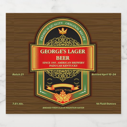 Aanpassen Home Brewed Details Bier Etiket (Enkel label)