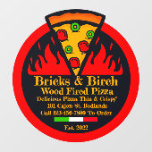 Aanpassen Hout gebakken Pizza Restaurant Promo Deu Raamsticker (Vel)