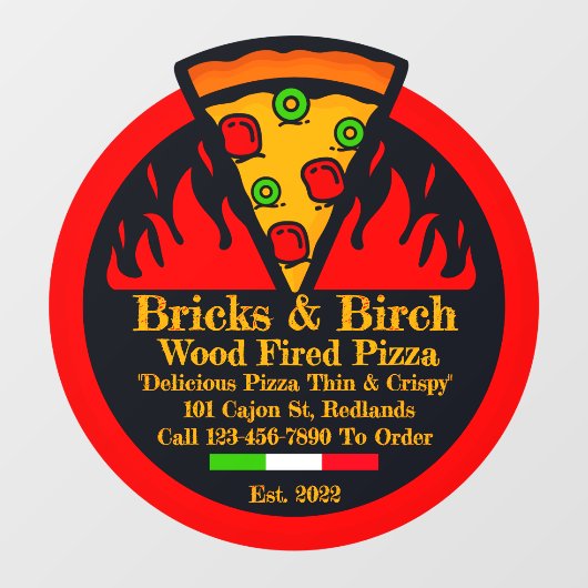 Aanpassen Hout gebakken Pizza Restaurant Promo Deu Raamsticker (Vel)