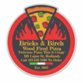 Aanpassen Hout gebakken Pizza Restaurant Promo Sticker (Voorkant)