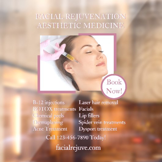 Aanpassen Huidbehandeling Botox gezicht Gedetaille Raamsticker (Vel 2)