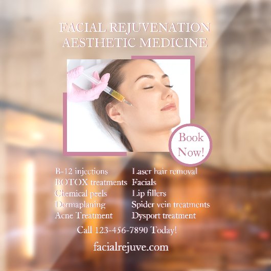 Aanpassen Huidbehandeling Botox gezicht Gedetaille Raamsticker (Vel 2)