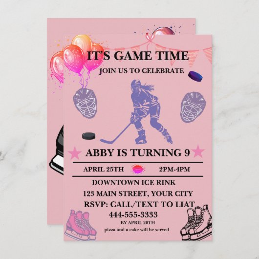 Aanpassen Ice Hockey Verjaardag Thema Kaart (Voorkant / Achterkant)