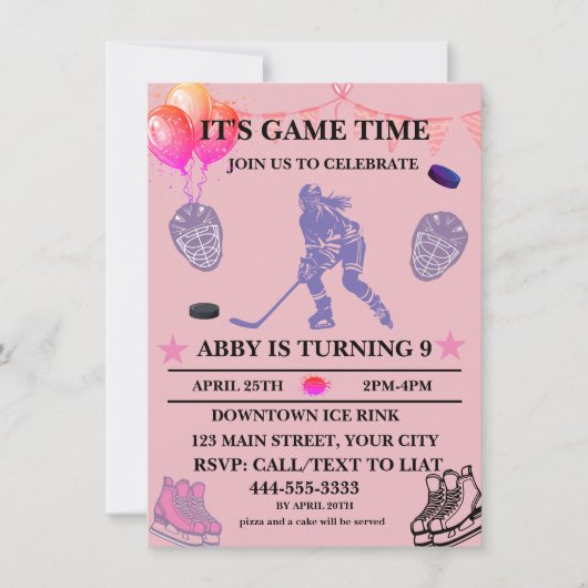 Aanpassen Ice Hockey Verjaardag Thema Kaart (Voorkant)