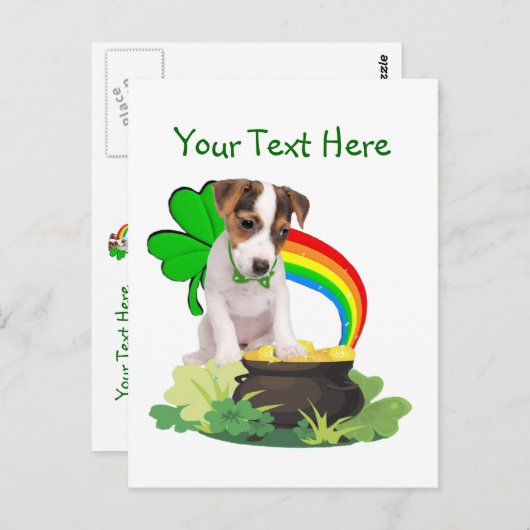 Aanpassen It Jack Russell Puppy St Pattys Day Kaar Briefkaart (Voorkant / Achterkant)
