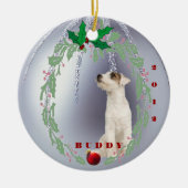 Aanpassen - Jack Russell Puppys 1 Kerstmis Keramisch Ornament (Voorkant)