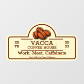 Aanpassen  koffiebonen winkel voorkant raamsticker (Vel)