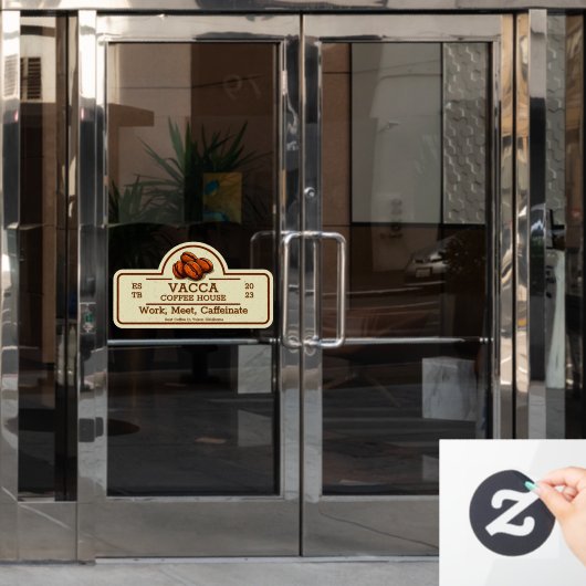 Aanpassen koffiebonenwinkel voordeur raamsticker (Kantoordeur)