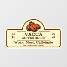 Aanpassen koffiebonenwinkel voordeur raamsticker