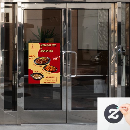 Aanpassen Koreaanse restaurant advertentie deur Raamsticker (Kantoordeur)