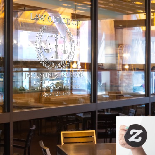 Aanpassen Lawyer Law Kantoor Gedetailleerd Front S Raamsticker (Restaurant Raam)