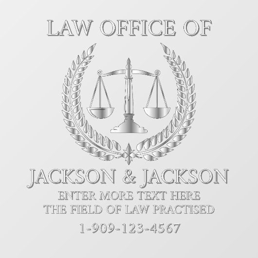 Aanpassen Lawyer Law Kantoor Gedetailleerd Front S Raamsticker (Vel)