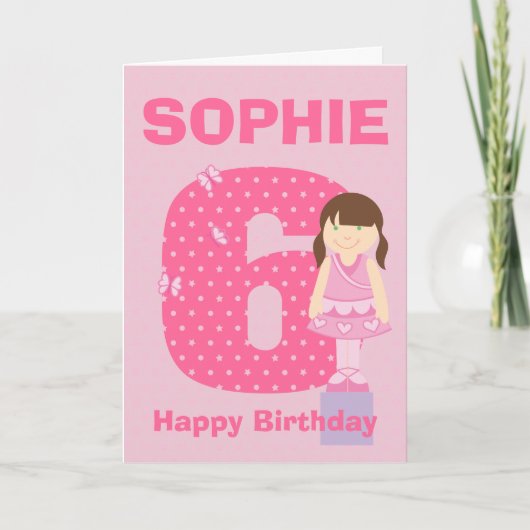 Aanpassen leeftijd en naam meisje verjaardagskaart kaart (Voorkant)