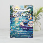 Aanpassen Levendige Zwembad Graduation Party Kaart (Staand voorkant)