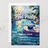 Aanpassen Levendige Zwembad Graduation Party Kaart (Voorkant / Achterkant)