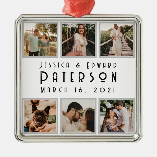 Aanpassen, liefdesfoto's Moderne persoonlijke cade Metalen Ornament (Voorkant)