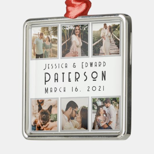 Aanpassen, liefdesfoto's Moderne persoonlijke cade Metalen Ornament (Links)