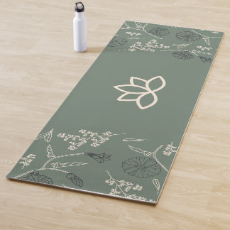Aanpassen Logo Sage Green Lotus Botanical Pattern Yogamat