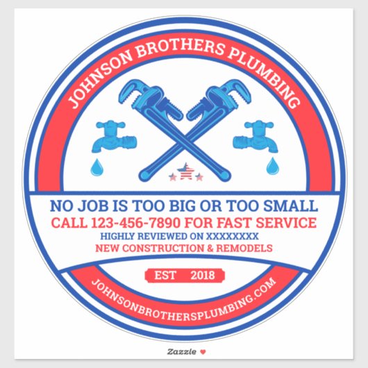 Aanpassen Loodgieterscontractant Business Window Sticker (Vel)