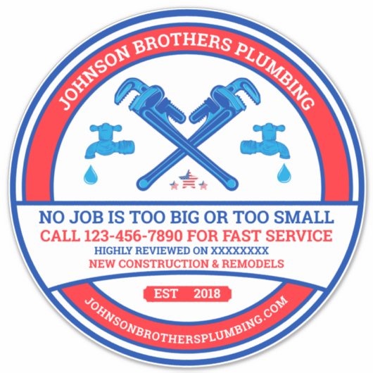 Aanpassen Loodgieterscontractant Business Window Sticker (Voorkant)