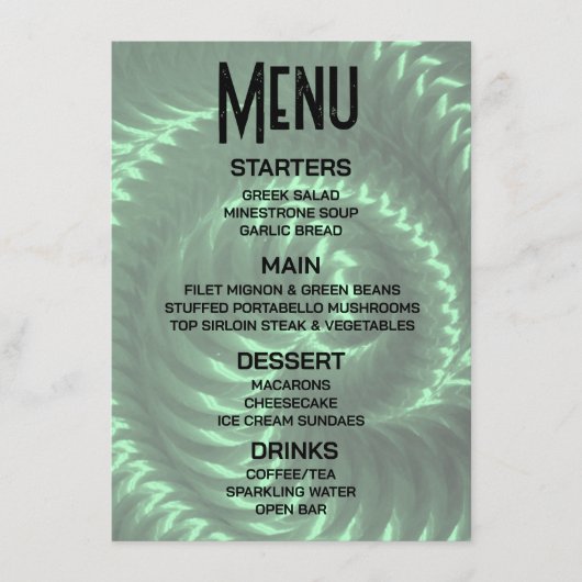 Aanpassen - Maak je eigen groene metalen spiraal Menu (Voorkant)