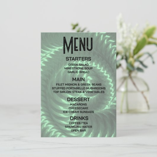 Aanpassen - Maak je eigen groene metalen spiraal Menu (Staand voorkant)