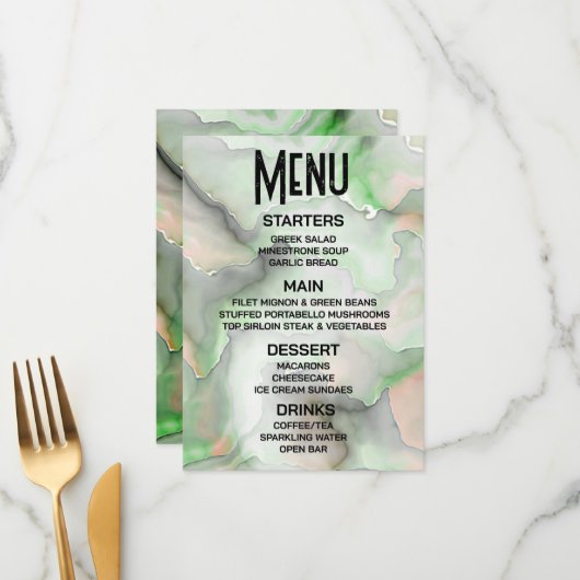 Aanpassen - Maak je eigen lichtgroene marmer Menu (Voorkant / Achterkant in situ)