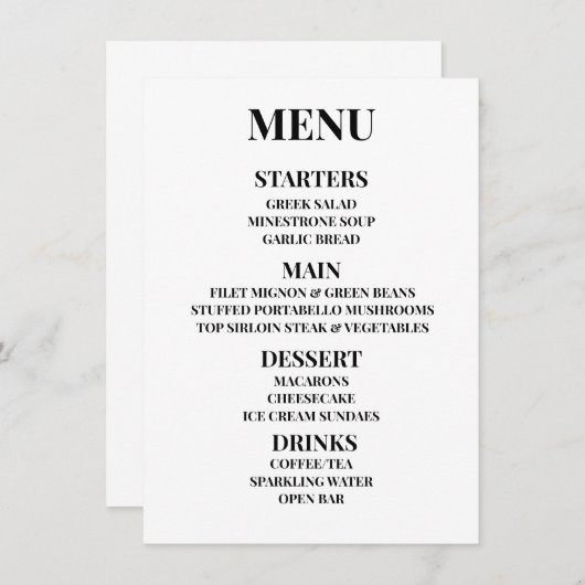 Aanpassen - Maak je eigen menu (Voorkant / Achterkant)