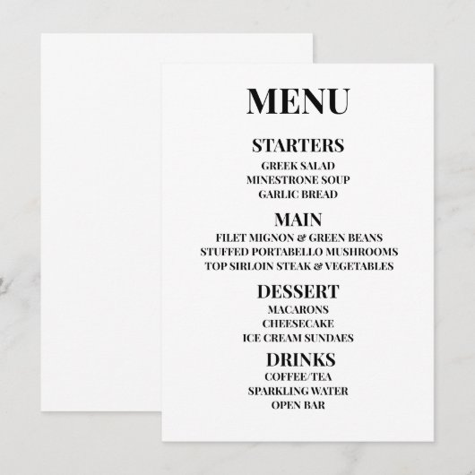 Aanpassen - Maak uw eigen menu (Voorkant / Achterkant)