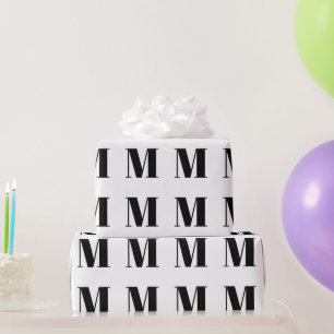 Aanpassen met Initiaal Letter, zwart wit geschenk Cadeaupapier