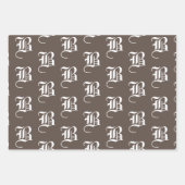 Aanpassen met Initiaal monogram Letter-bruine tint Inpakpapier Vel (Voorkant 2)