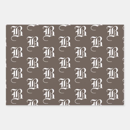 Aanpassen met Initiaal monogram Letter-bruine tint Inpakpapier Vel (Voorkant 2)