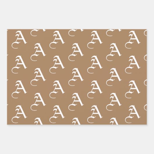 Aanpassen met Initiaal monogram Letter-bruine tint Inpakpapier Vel (Voorkant)