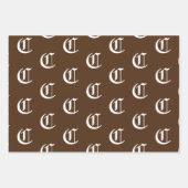 Aanpassen met Initiaal monogram Letter-bruine tint Inpakpapier Vel (Voorkant 3)