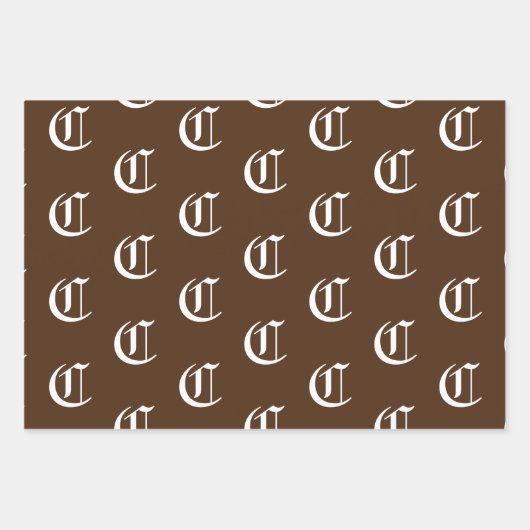 Aanpassen met Initiaal monogram Letter-bruine tint Inpakpapier Vel (Voorkant 3)